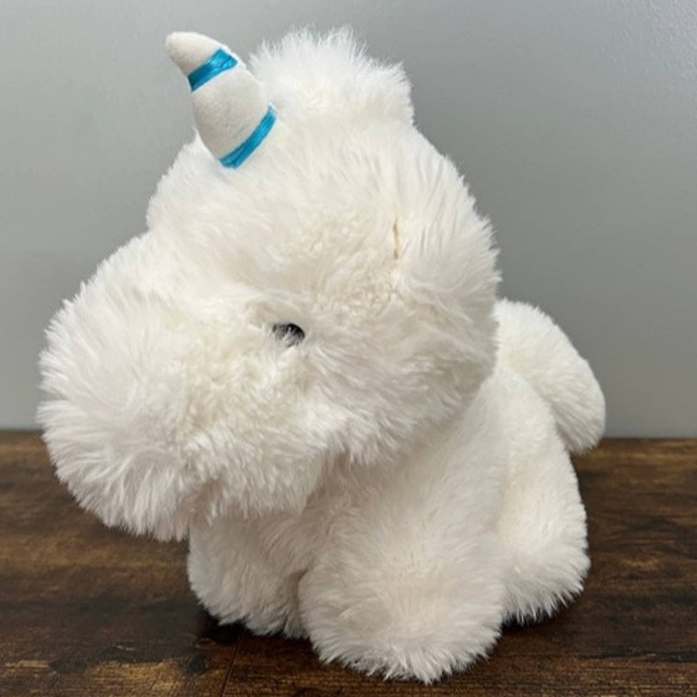 Worlds Softest Plush White Unicorn Blue Striped Horn Beverly Hills Teddy Bear Co